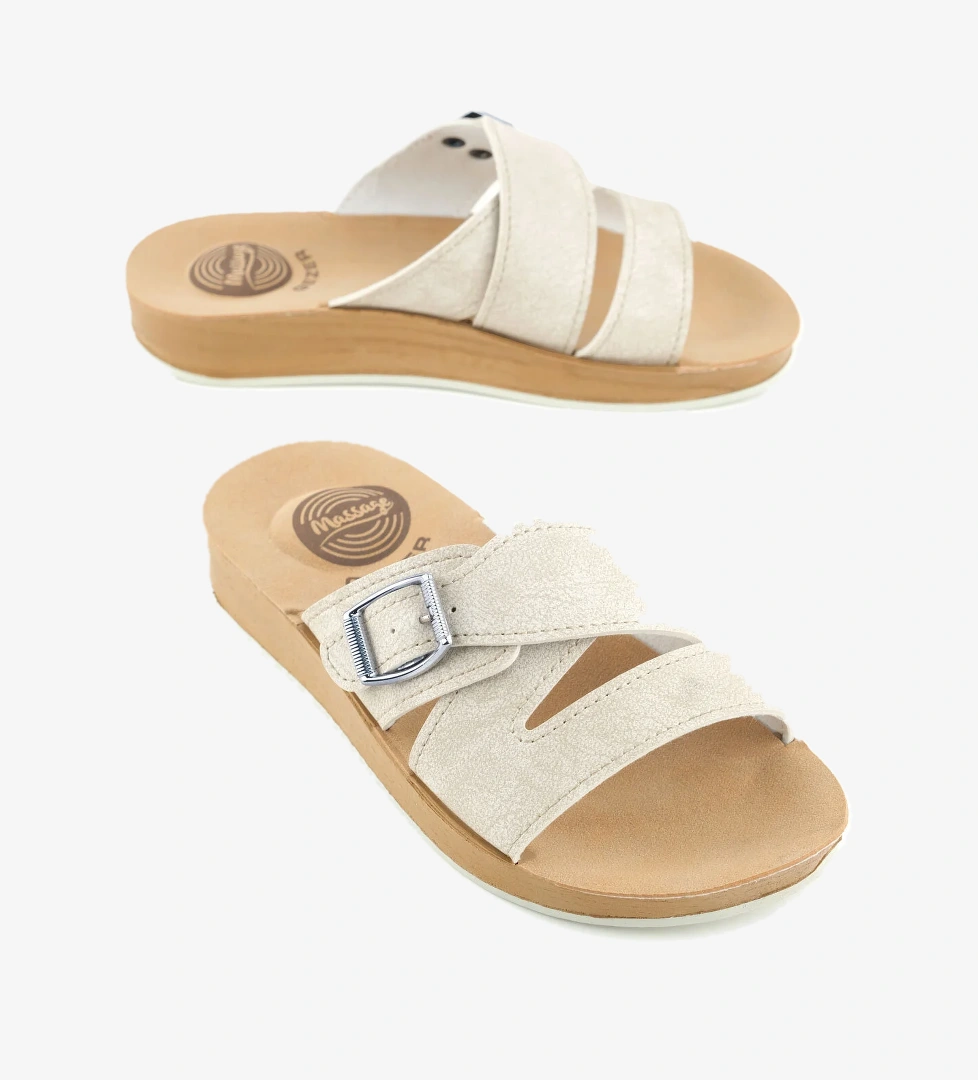 Kadın Yazlık Alt Taban PU Suni Deri Tek Toka Ayarlanabilir Rahat Masaj Taban Günlük Terlik - Görsel 1