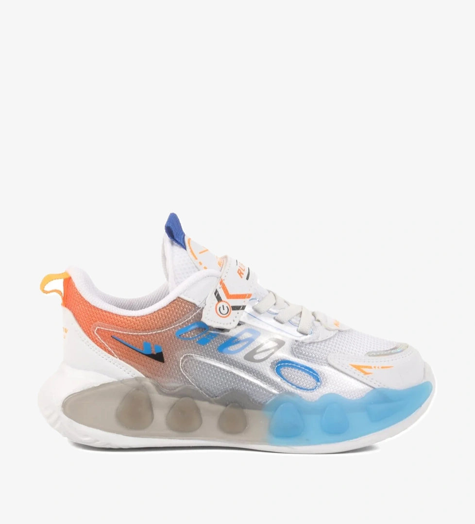 Beyaz Saks Cırtlı Fileli Erkek Çocuk Spor Ayakkabı 2480 F