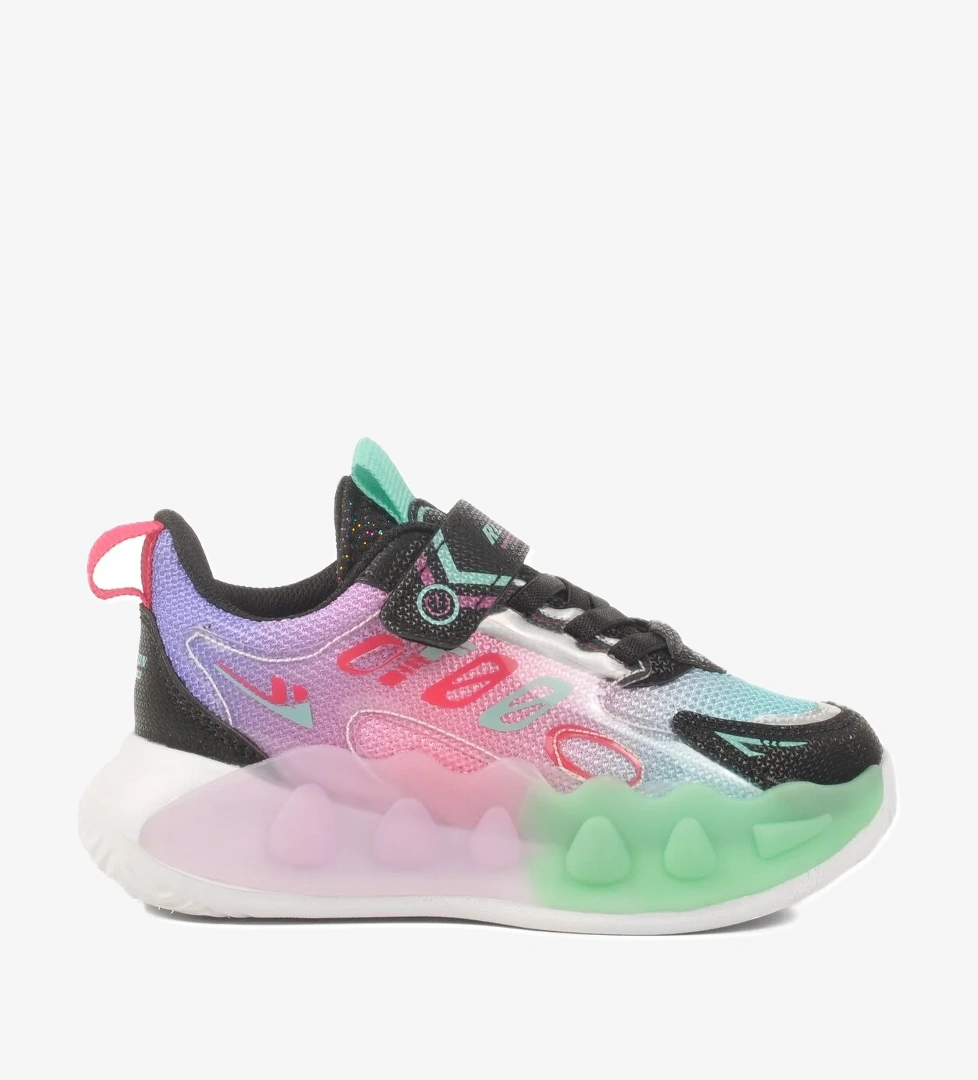 Ayakmod Siyah Fuşya Cırtlı Fileli Kız Çocuk Spor Ayakkabı 2480 P model görseli