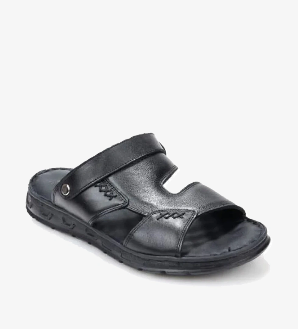 Aldmr 801 Ortopedik Erkek Masaj Tabanlı Hakiki Deri Sandalet Terlik - Görsel 1