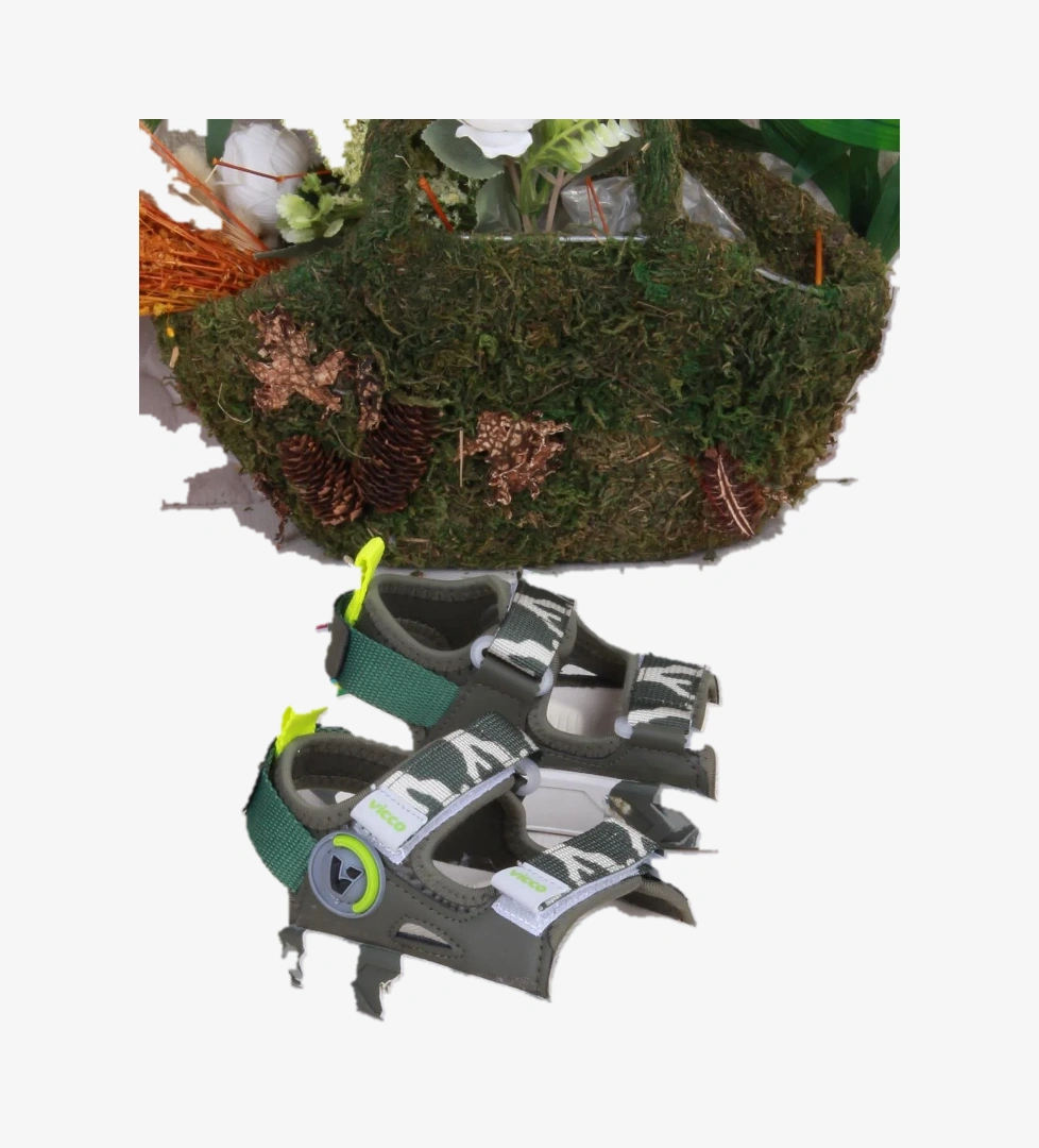 332.P25Y.206 Haki Tape Rahat Esnek Erkek Çocuk Sandalet - Görsel 1