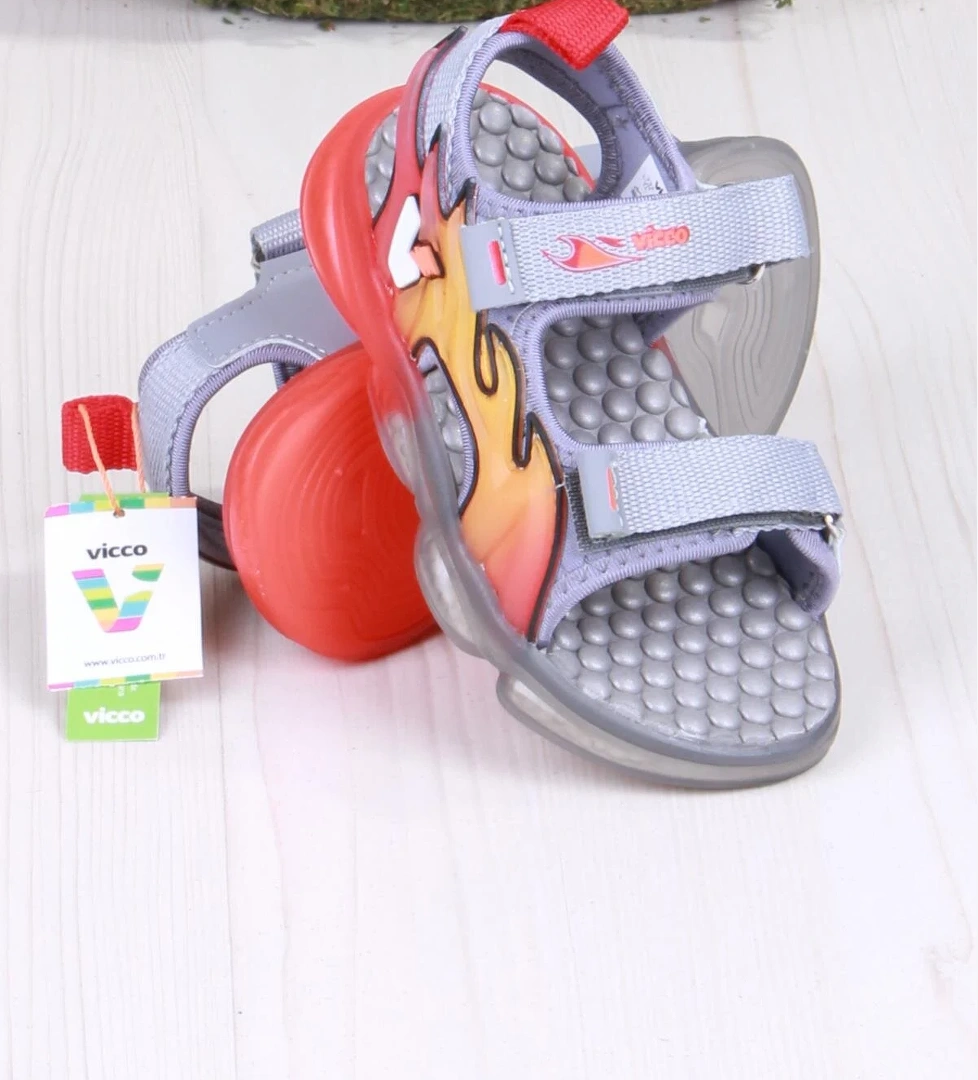 332.B25Y.256 Jack Gri Rahat Esnek Işıklı Erkek Çocuk Sandalet - Görsel 1