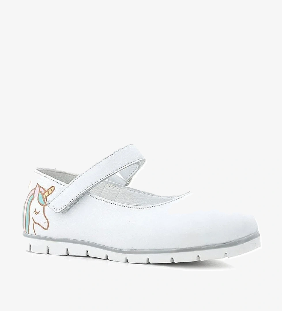 Rakerplus Tbons Özel Tasarım Hakiki Deri Beyaz Kız Çocuk Babet Ayakkabı model görseli