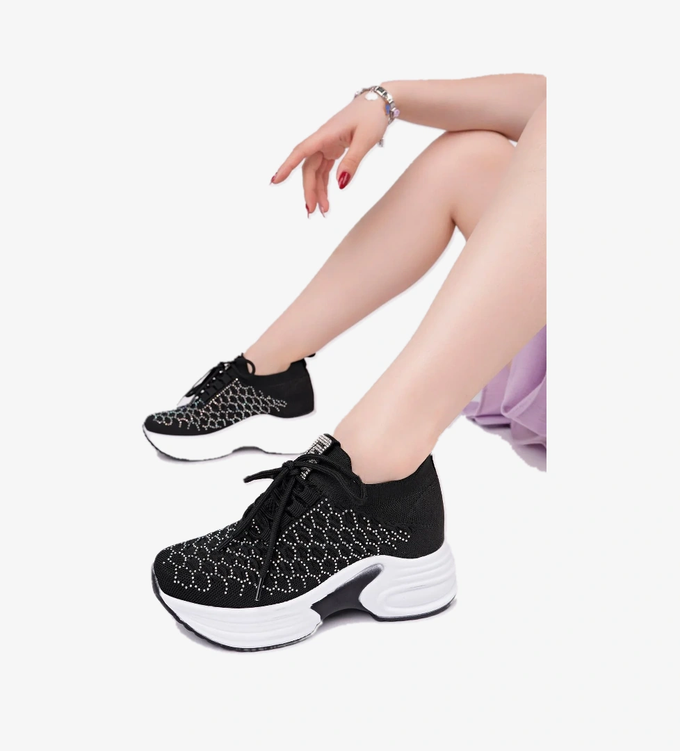 Mcdark 5007 GİZLİ TOPUK TAŞLI YÜKSEK TABAN TRİKO SNEAKER AYAKKABI model görseli