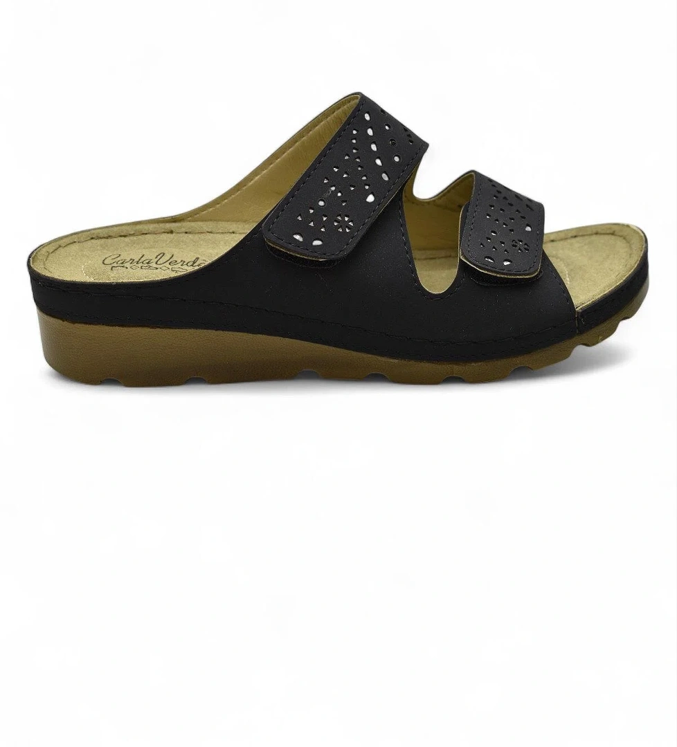 160161 CV TAM Ortopedik Taban Günlük Kadın Terlik Cırtlı Anatomik Taban - Görsel 1