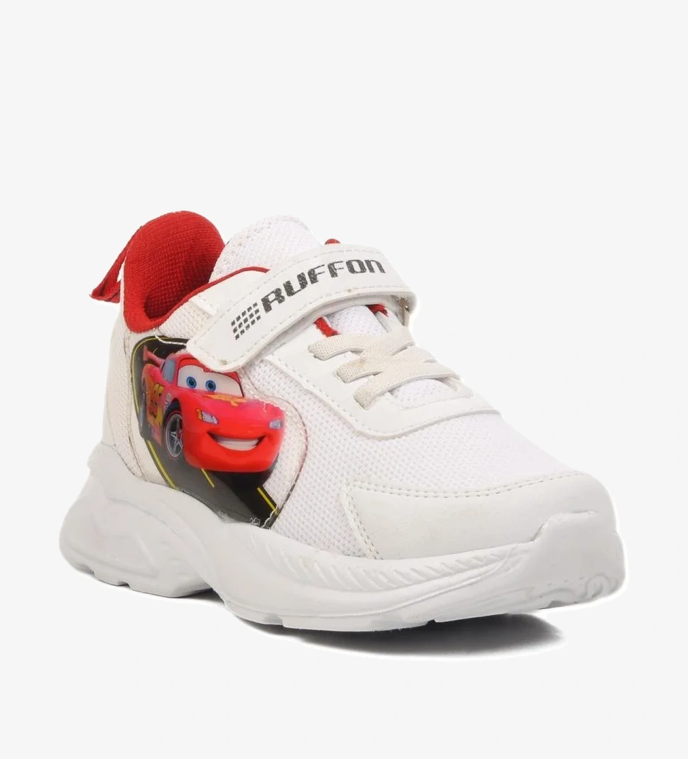 Beyaz Kırmızı Cırtlı Fileli Erkek Çocuk Spor Ayakkabı