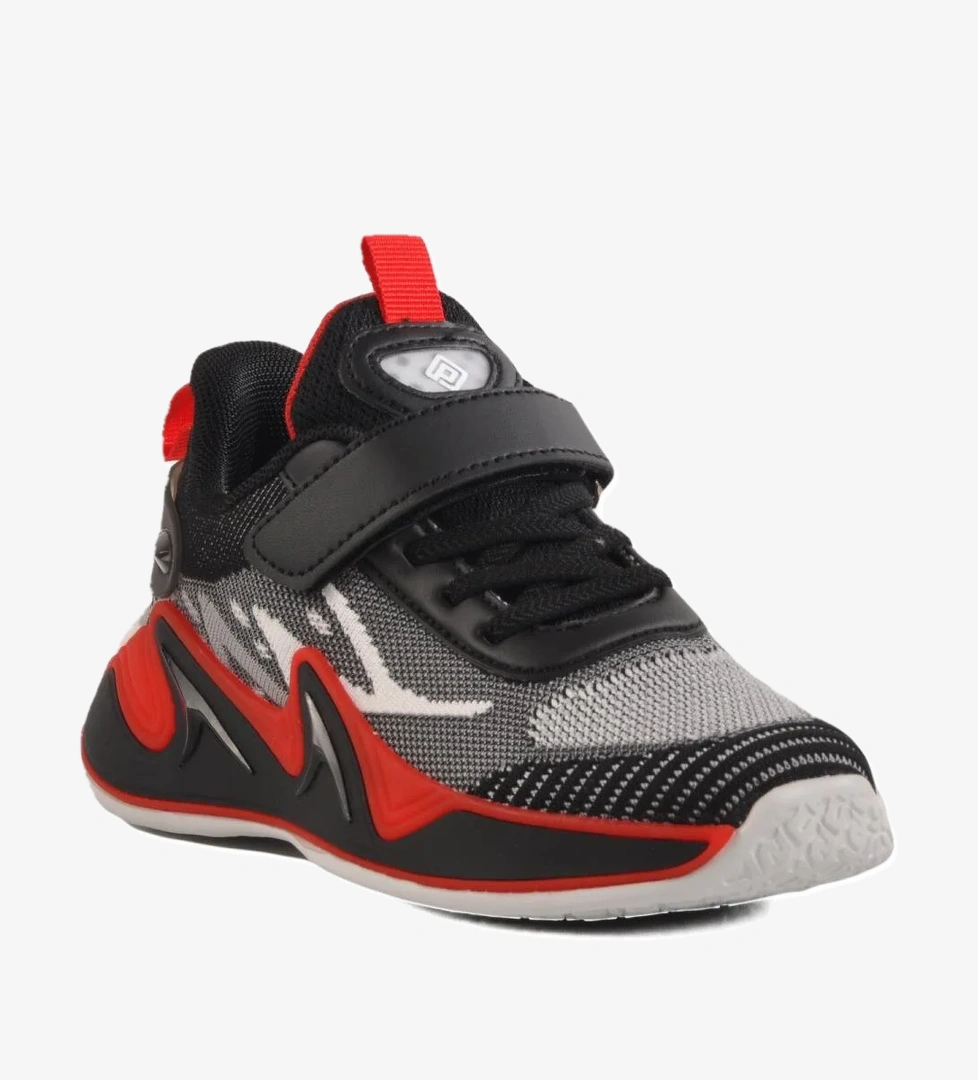 1966 F Hafif Esnek Siyah Çocuk Spor Ayakkabı - Görsel 1