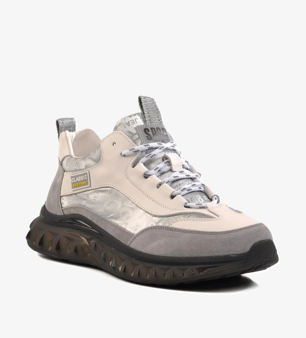 Gri Hakiki Deri Erkek Spor Ayakkabı 25Y592 M - Görsel 1