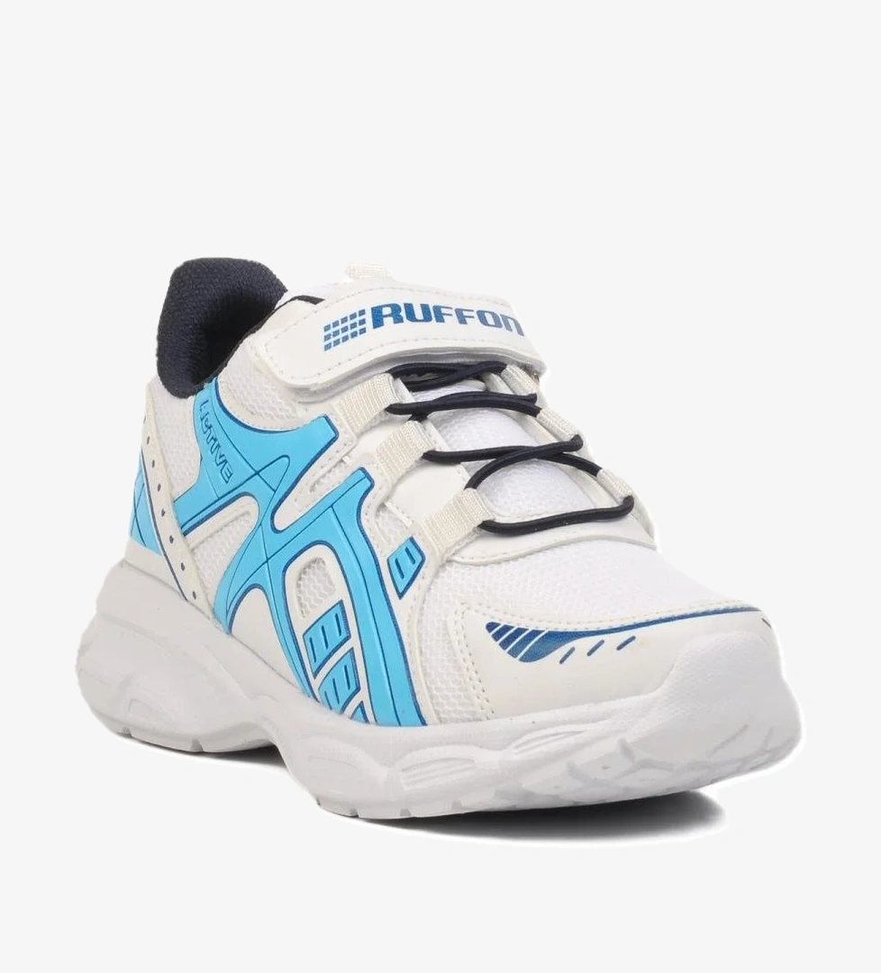 Beyaz Lacivert Cırtlı Fileli Hafif Unisex Çocuk Spor Ayakkabı F