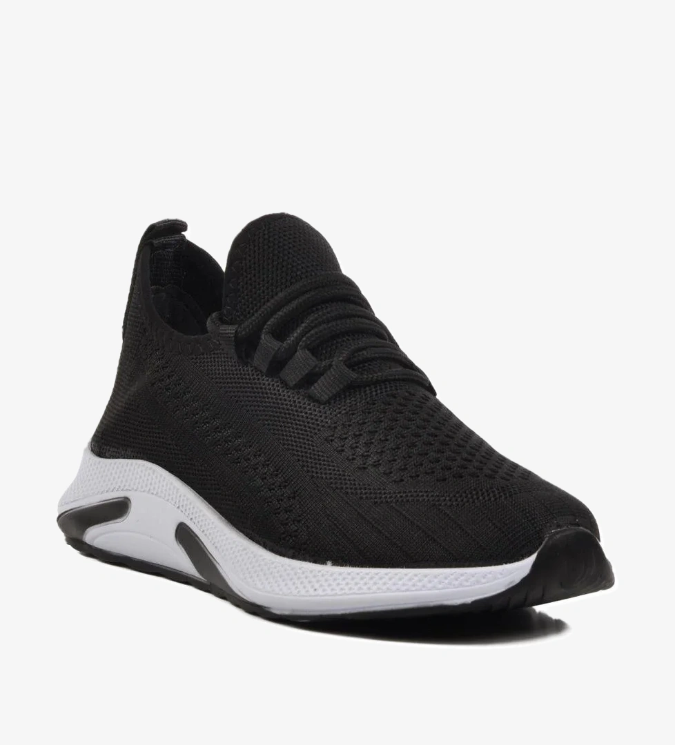 Siyah Beyaz Triko Hafif Erkek Spor Ayakkabı Pına 103 M