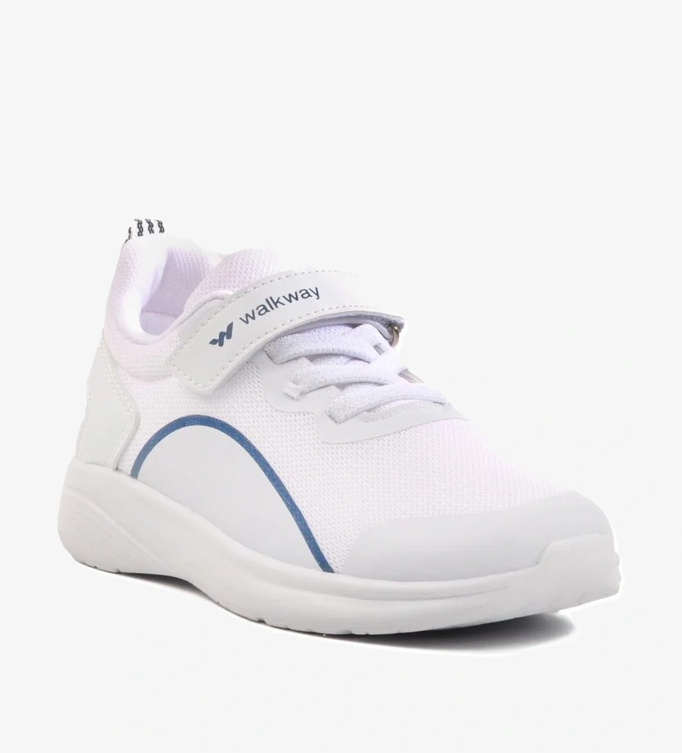 Beyaz-Lacivert Fileli Cırtlı Hafif Unisex Çocuk Spor Ayakkabı Dera 640 F - Görsel 1
