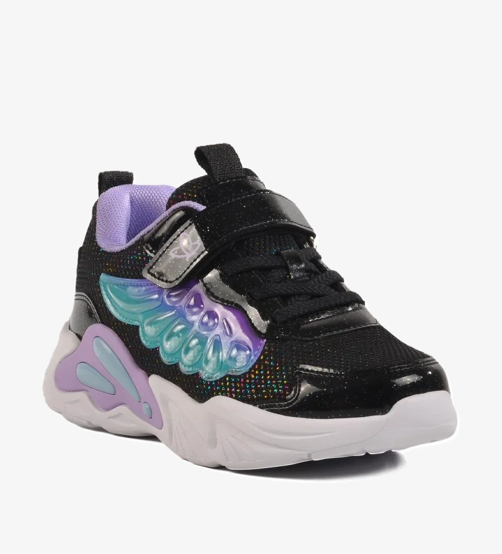 1878 F Siyah-Lila Çocuk Spor Ayakkabı - Görsel 1