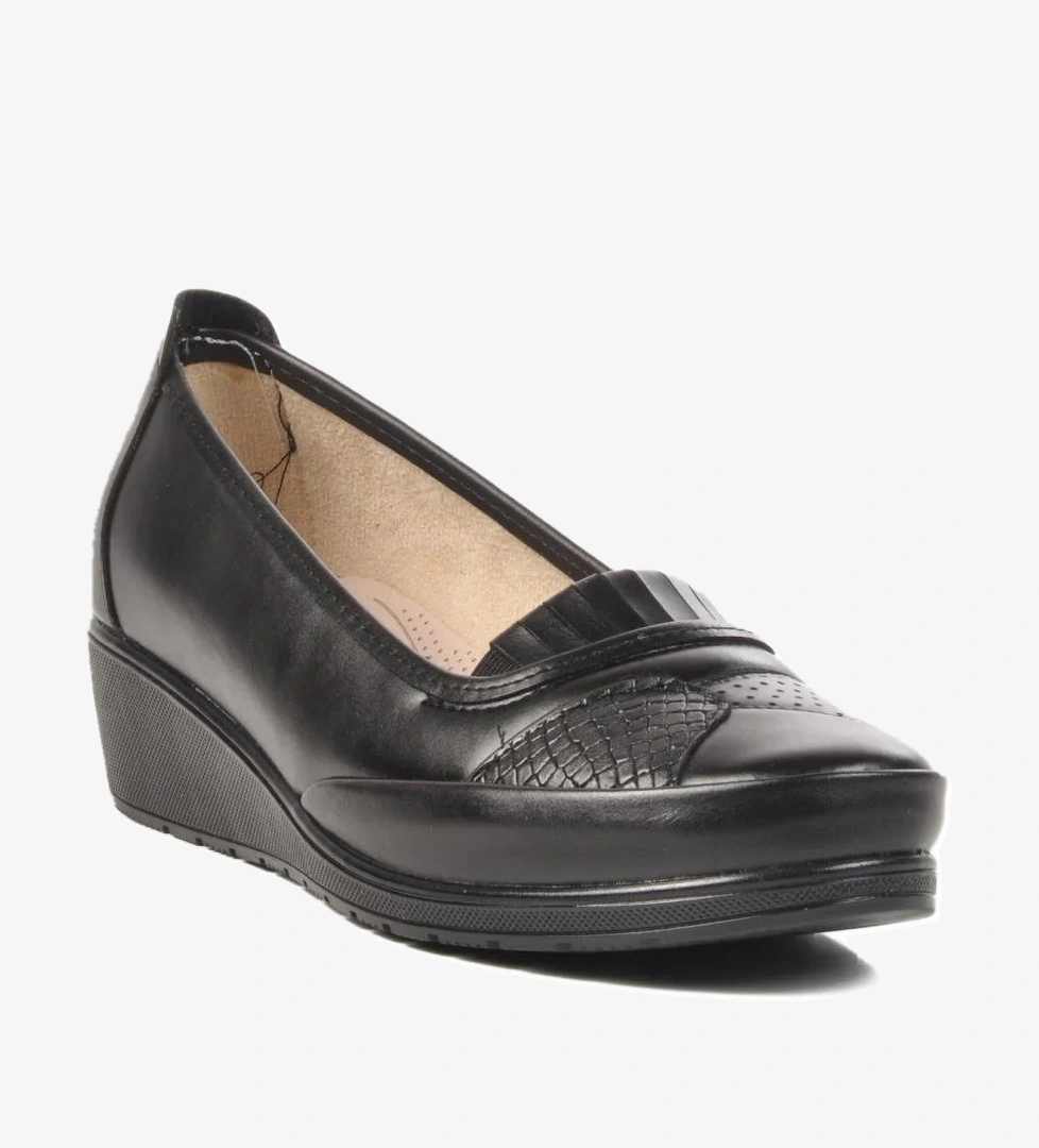 177 Z Siyah Hakiki Deri Kadın Günlük Ayakkabı