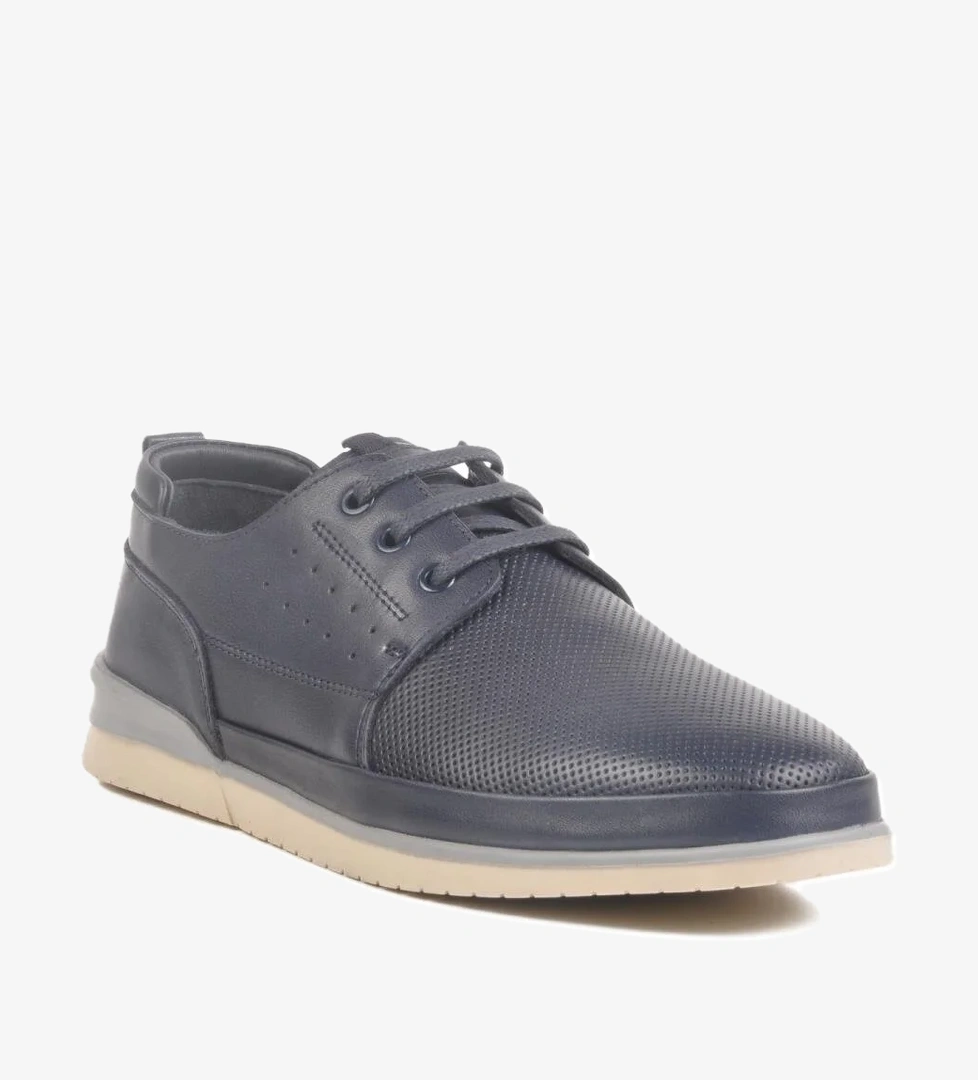 LO2063-R176 M Lacivert Hakiki Deri Erkek Günlük Ayakkabı