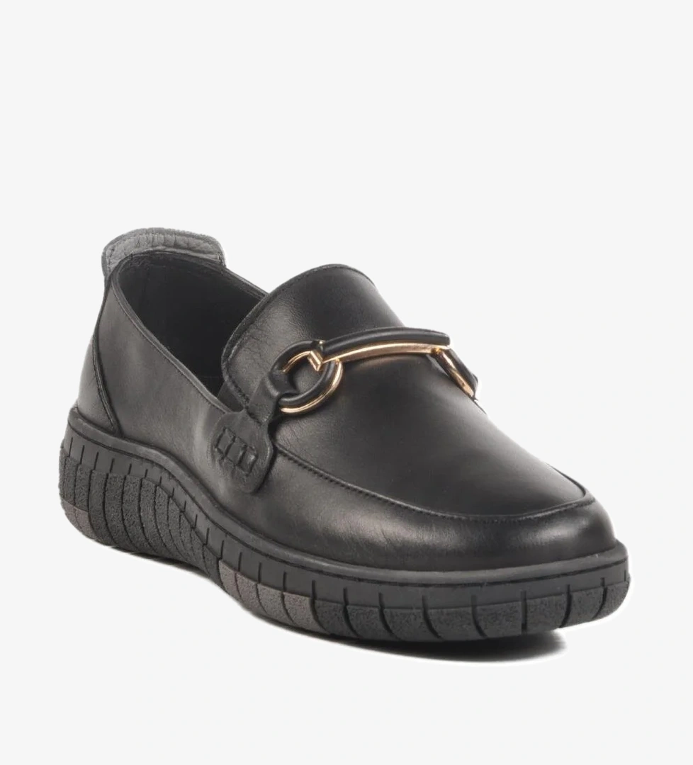 Walkway Bej Hakiki Anatomik Deri Taban Kadın Siyah Voyager Günlük Z078 Ayakkabı Z model görseli