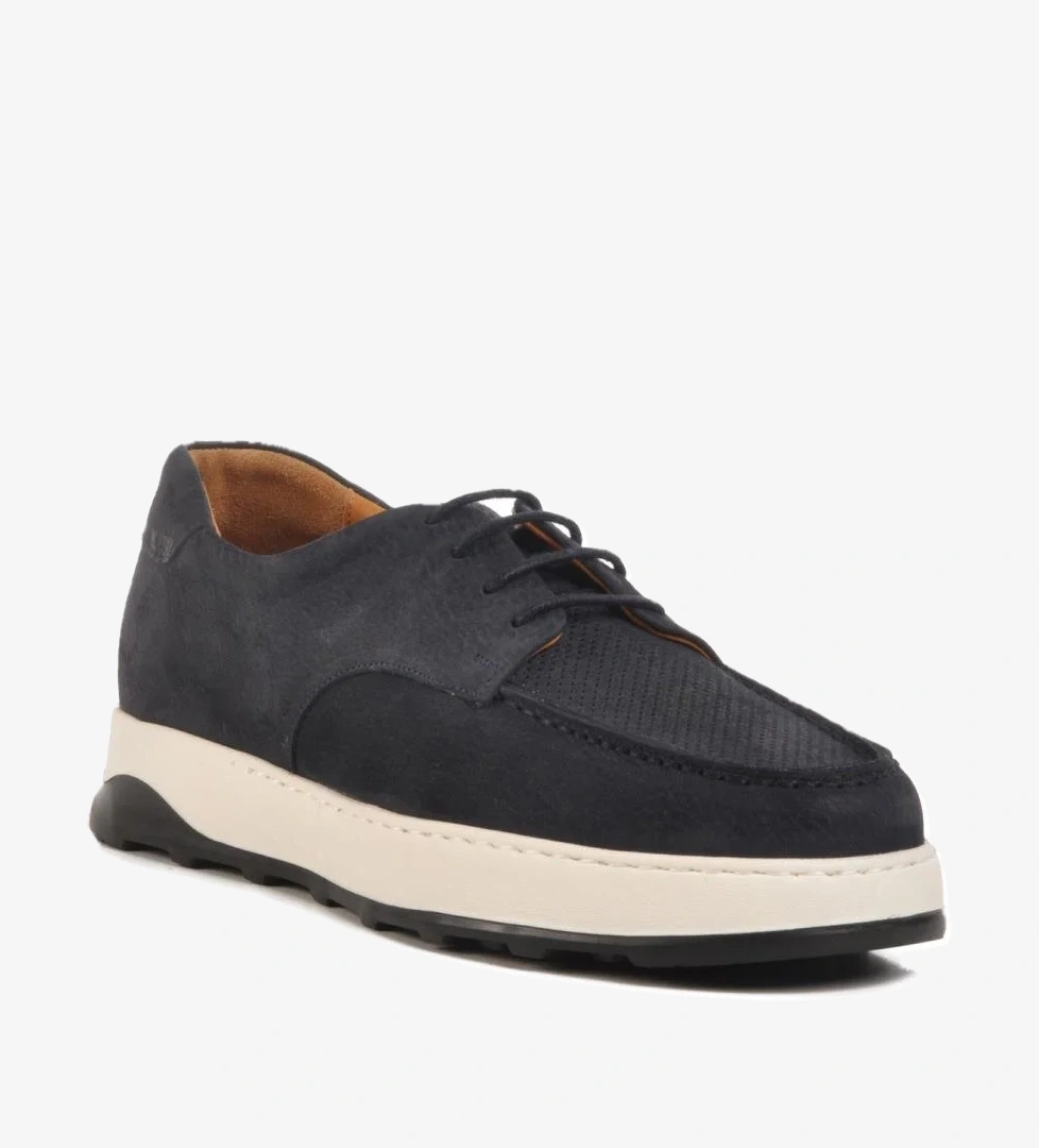 Premium 8212 M Lacivert Nubuk Hakiki Deri Erkek Sneaker - Görsel 1