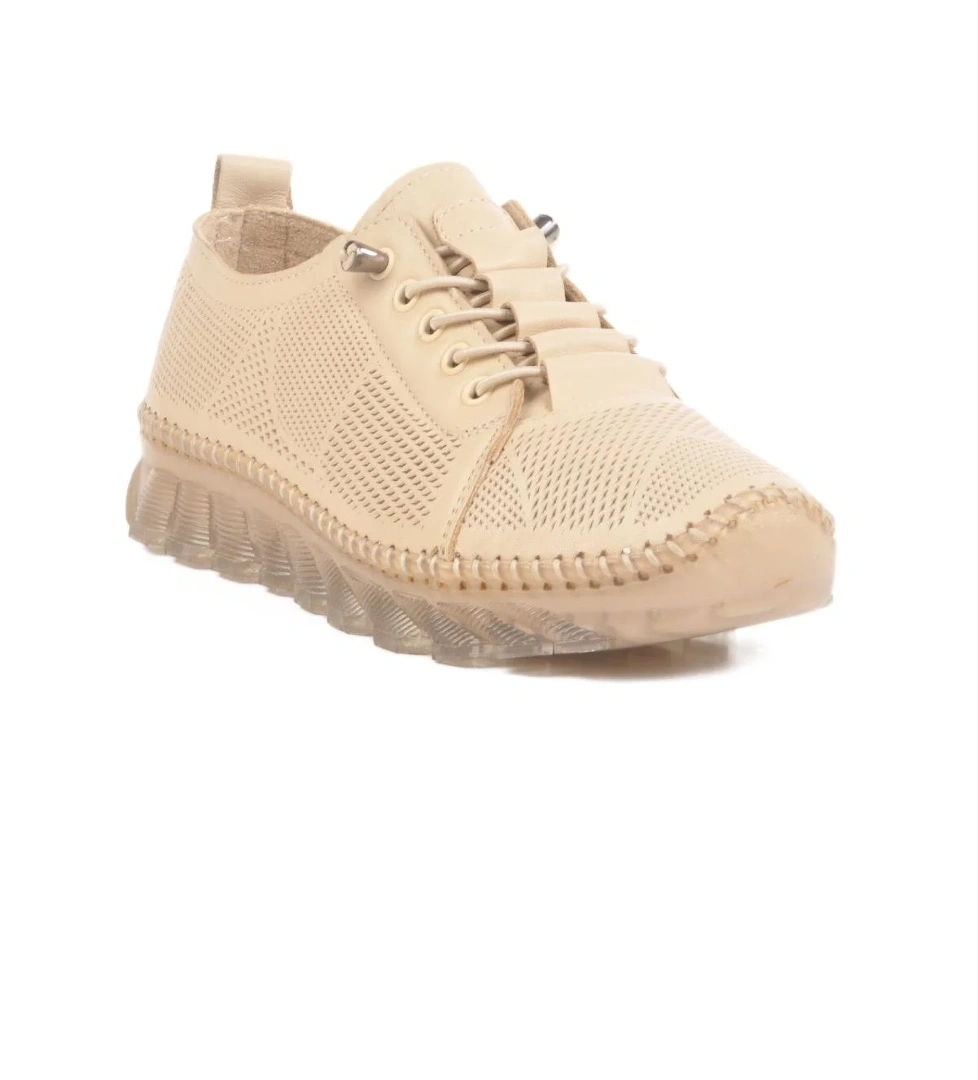 0004 Z Bej Hakiki Deri Kadın Günlük Ayakkabı - Görsel 1