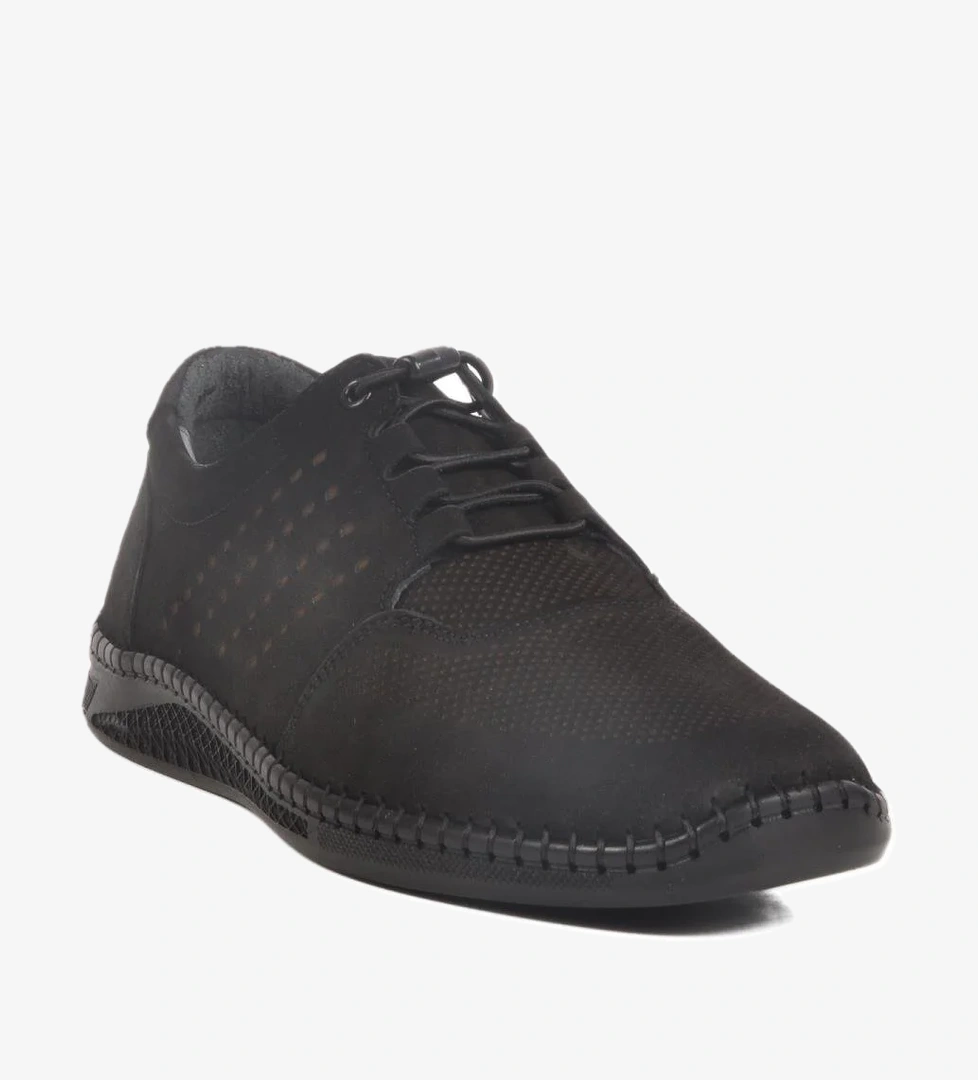 617 M Siyah Nubuk Hakiki Deri Erkek Günlük Ayakkabı