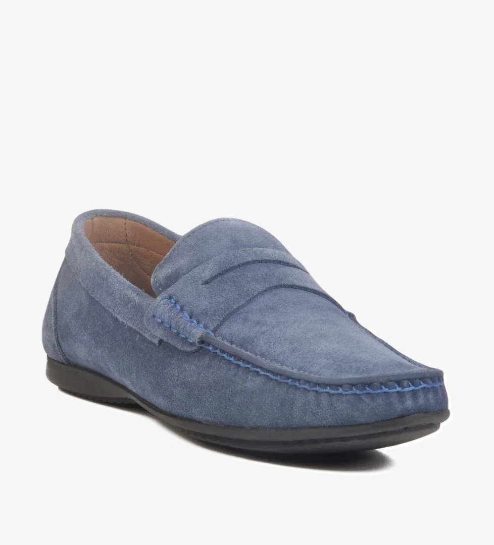 3Y0113 Mavi Süet Hakiki Deri Erkek Günlük Ayakkabı