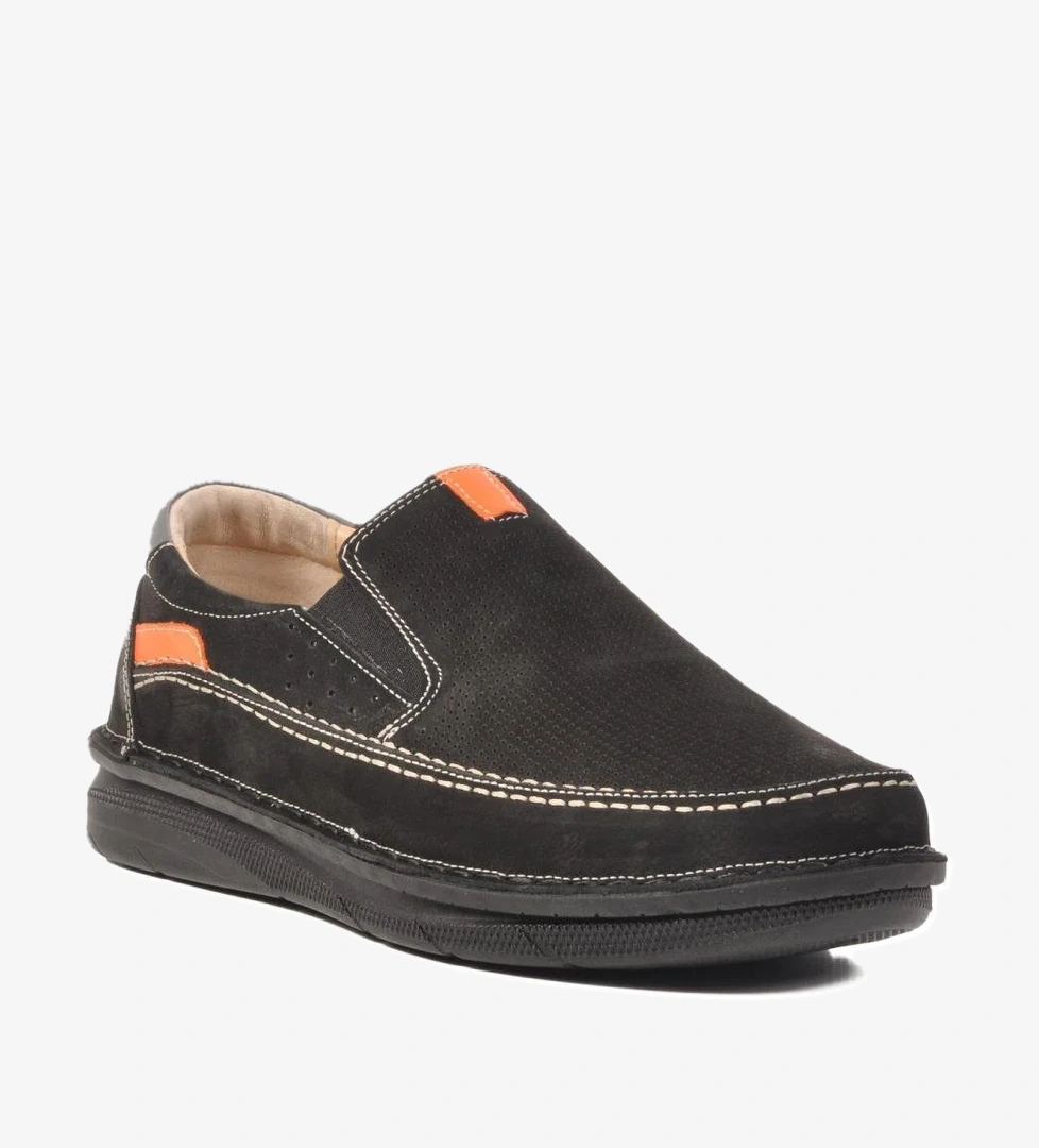 2628 M Siyah Nubuk Hakiki Deri Erkek Günlük Ayakkabı