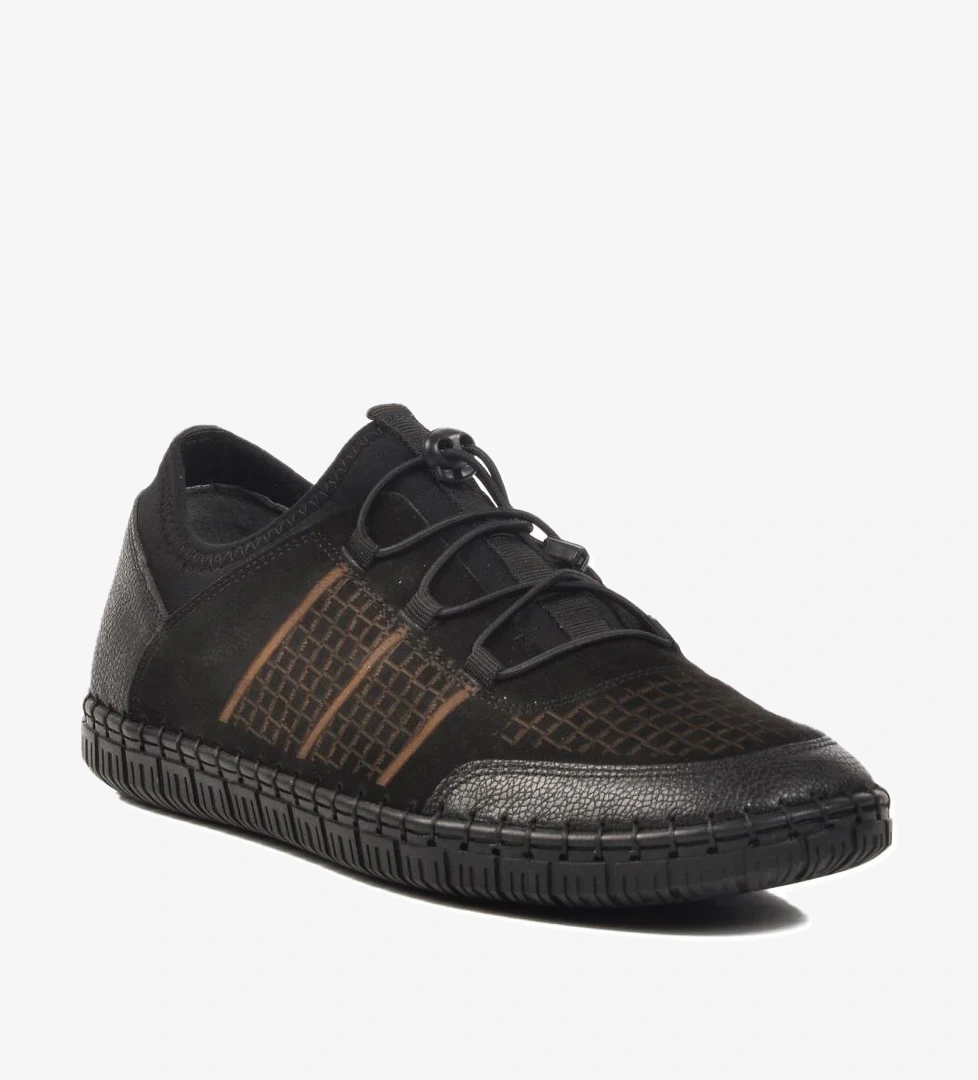 Siyah Hakiki Deri Erkek Casual Ayakkabı A-361 M