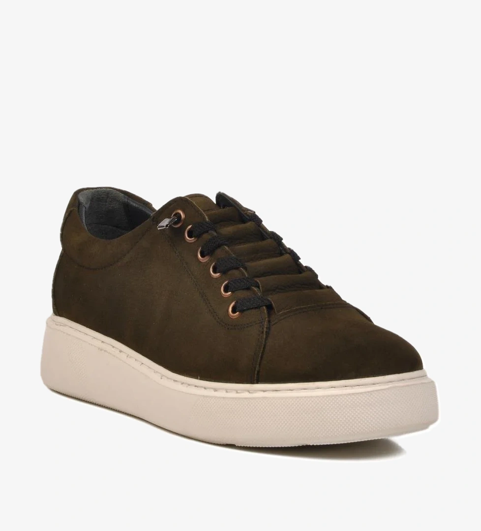 Haki Nubuk Hakiki Deri Erkek Casual Ayakkabı A-55 M