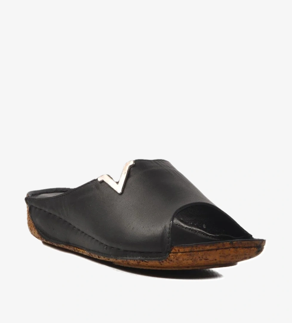 Ayakmod Siyah Rahat Taban Bej Hakiki 002 Deri Z Kadın Terlik model görseli