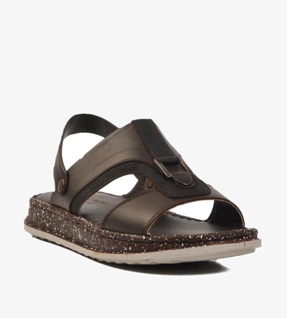 Ayakmod Siyah Kahve Hakiki Deri Erkek Sandalet 2050 M model görseli