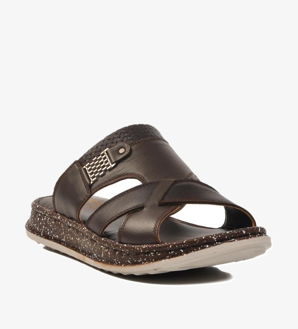 Kahve Hakiki Deri Erkek Terlik 2045 M