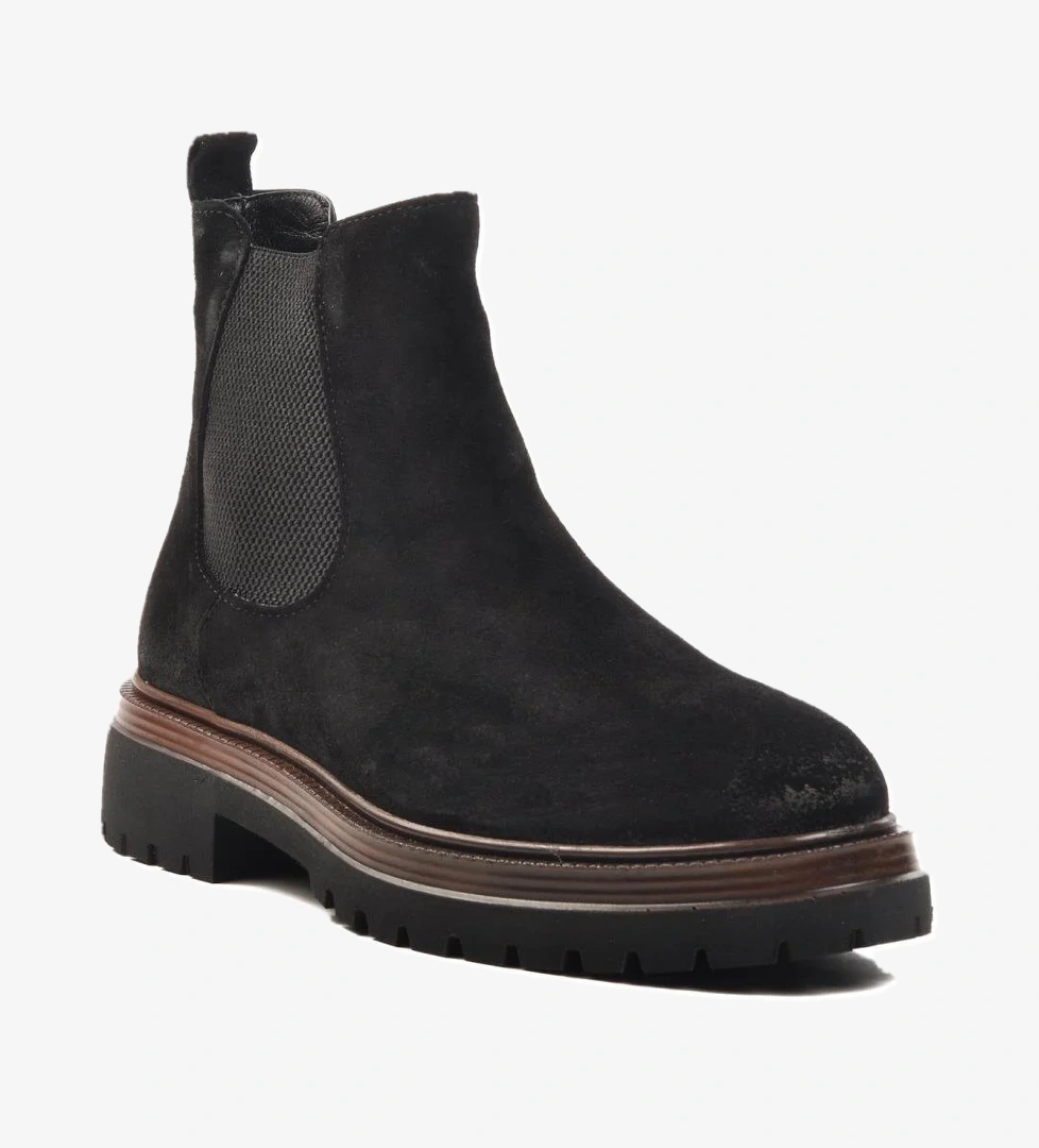 Br-44001 M Siyah Nubuk Hakiki Deri Erkek Bot