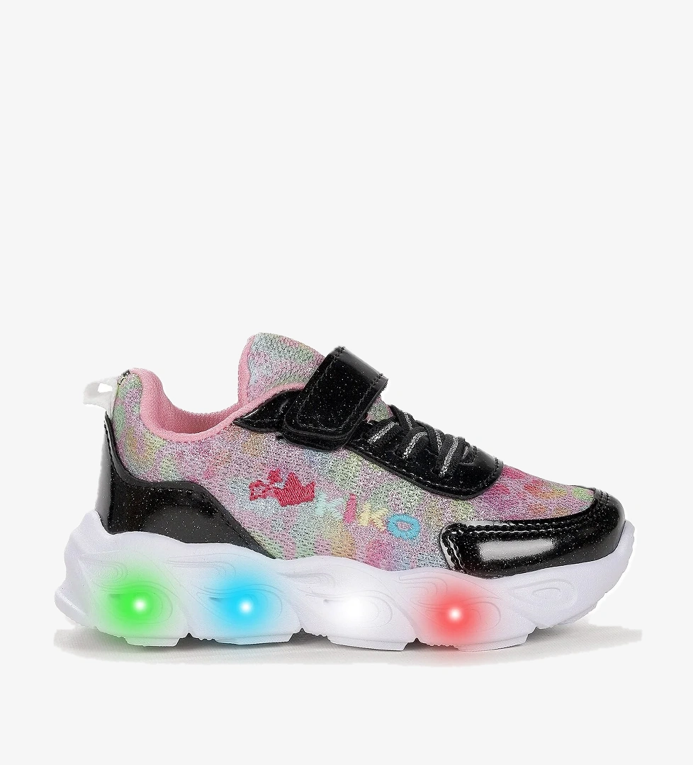 Teno Cırtlı Işıklı Kız Bebek Spor Ayakkabı Siyah