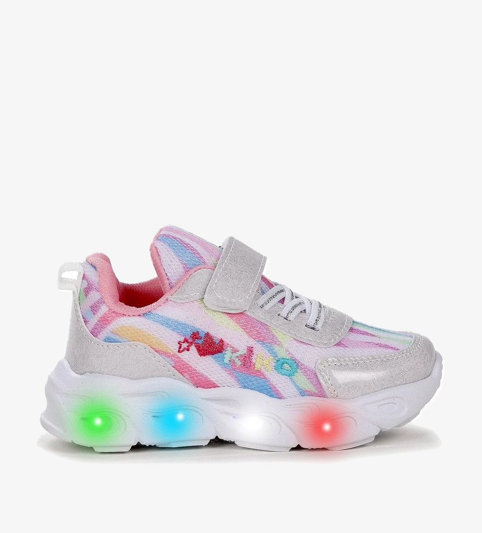 Teno Cırtlı Işıklı Kız Bebek Spor Ayakkabı Beyaz - Görsel 1