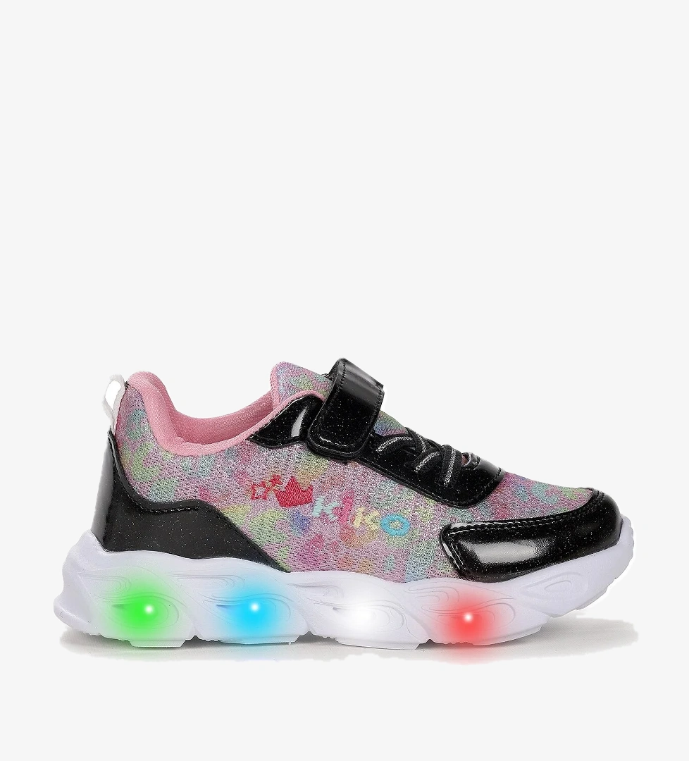 Teno Cırtlı Işıklı Kız Çocuk Spor Ayakkabı Siyah