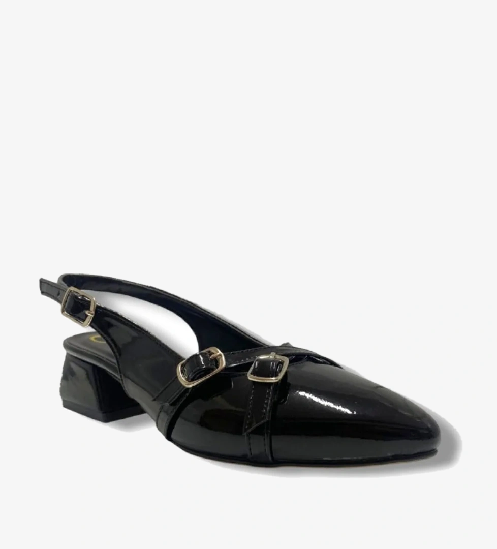 M901-25 Rugan Bantlı Kare Topuk Kadın Ayakkabı