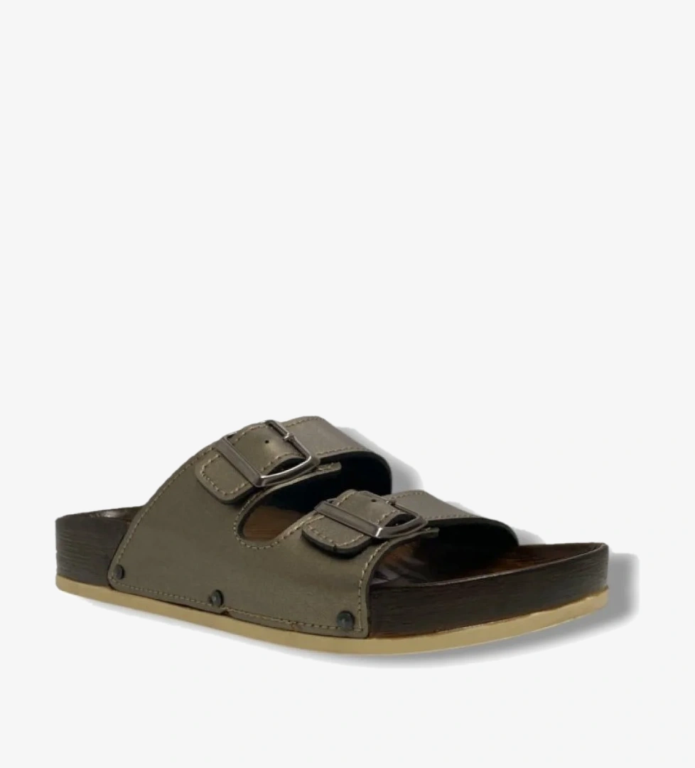 Parmi 23051-25 Deri Anatomik Çift Bant Terlik 36-40 - Görsel 1