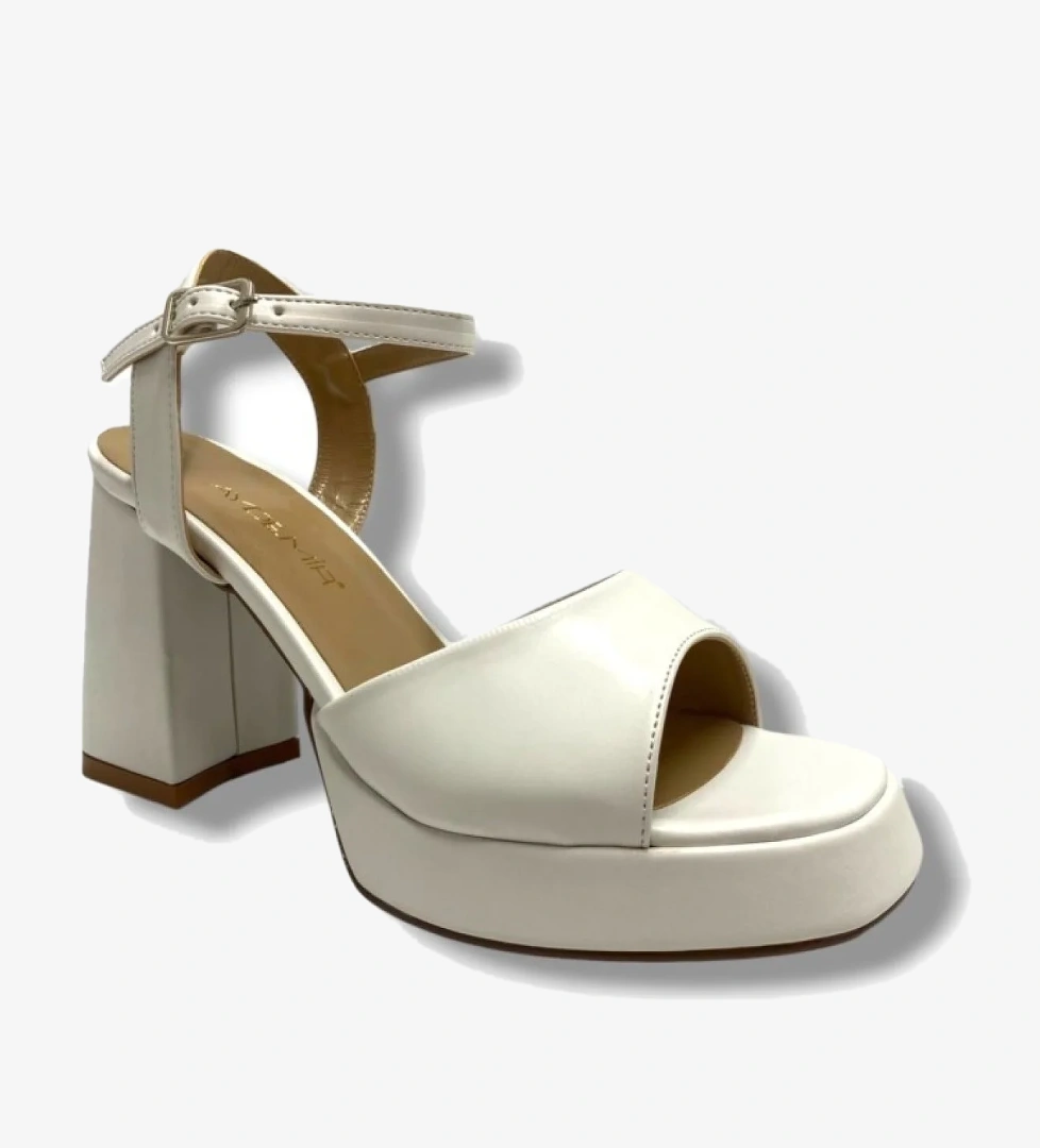 M805-25 Deri Tek Bant Yüksek Topuk Kadın Sandalet - Görsel 1