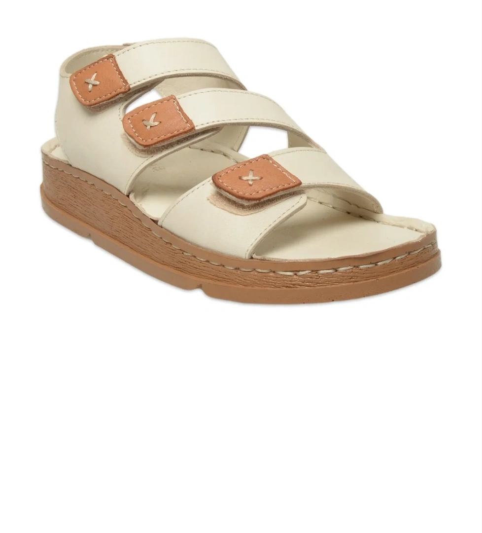 D25Ys-2450Z Günlük Krem Kadın Sandalet