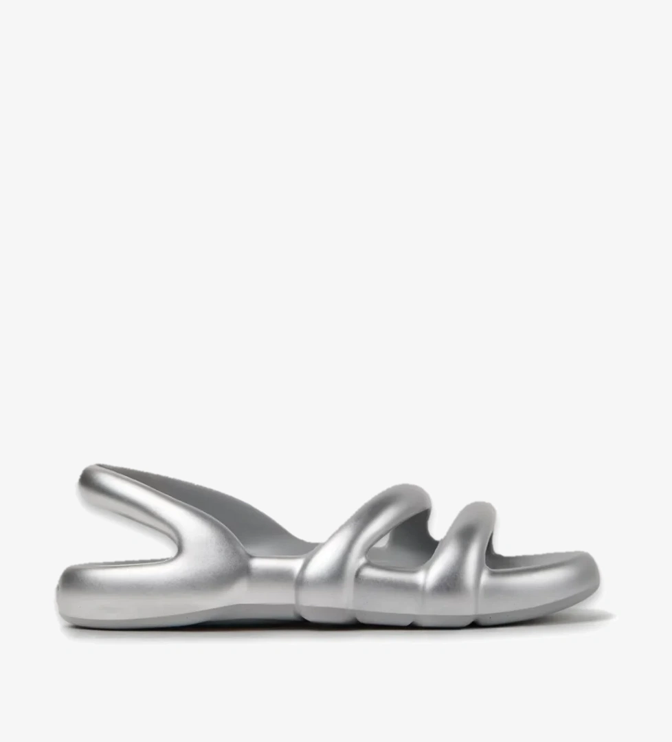 K201636 Kobarah Flat Gümüş Unisex Sandalet - Görsel 1