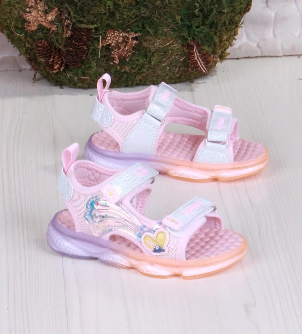 Vicco 332.B25Y.254 Pudra Can Anatomik Işıklı Kız Çocuk Sandalet model görseli