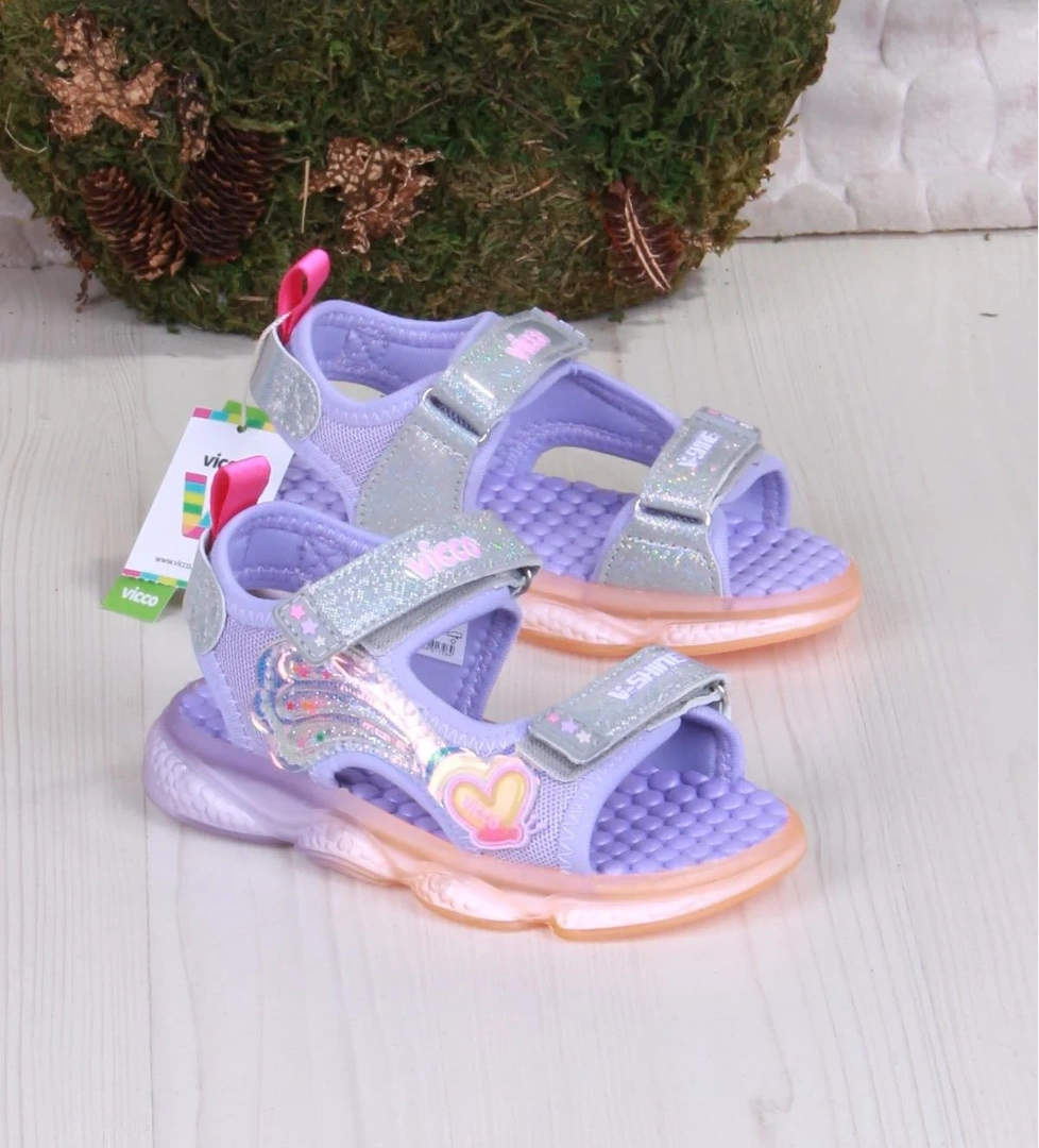 332.P25Y.254 Lila Can Anatomik Işıklı Kız Çocuk Sandalet - Görsel 1