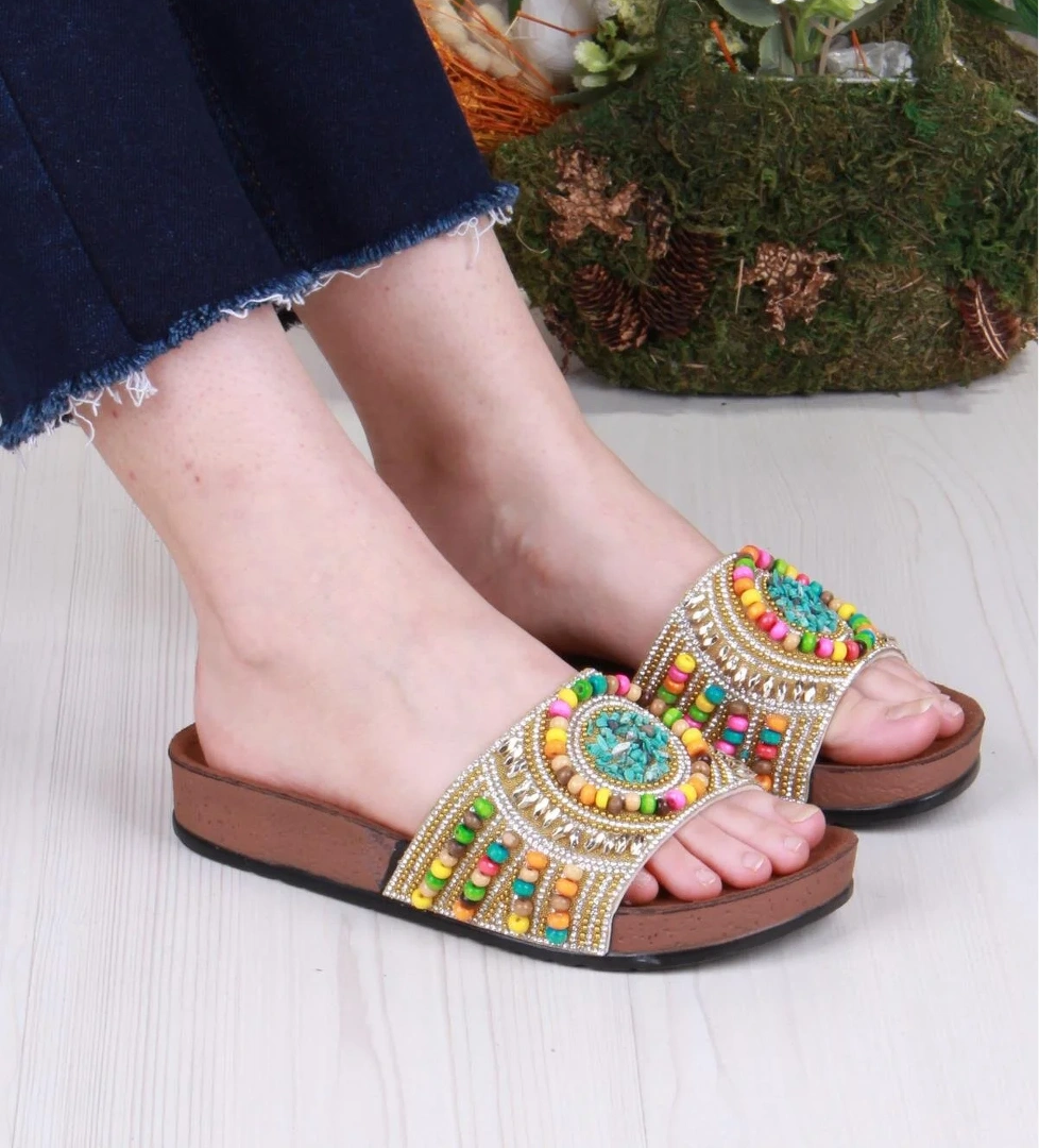 Fort 00303 Pienn Anatomik Esnek Rahat Taşlı Boncuklu Kadın Terlik model görseli