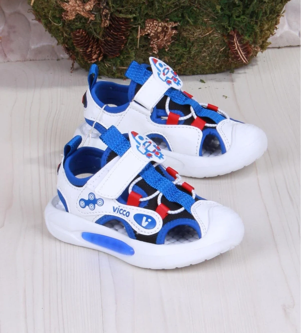 Vicco 332.P25Y.221 Rocket Saks Mavi Esnek Rahat Işıklı Erkek Çocuk Sandalet model görseli