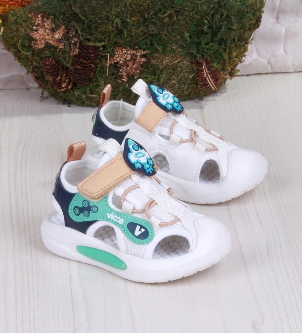 332.P25Y.221 Rocket Bej Esnek Rahat Işıklı Erkek Çocuk Sandalet - Görsel 1