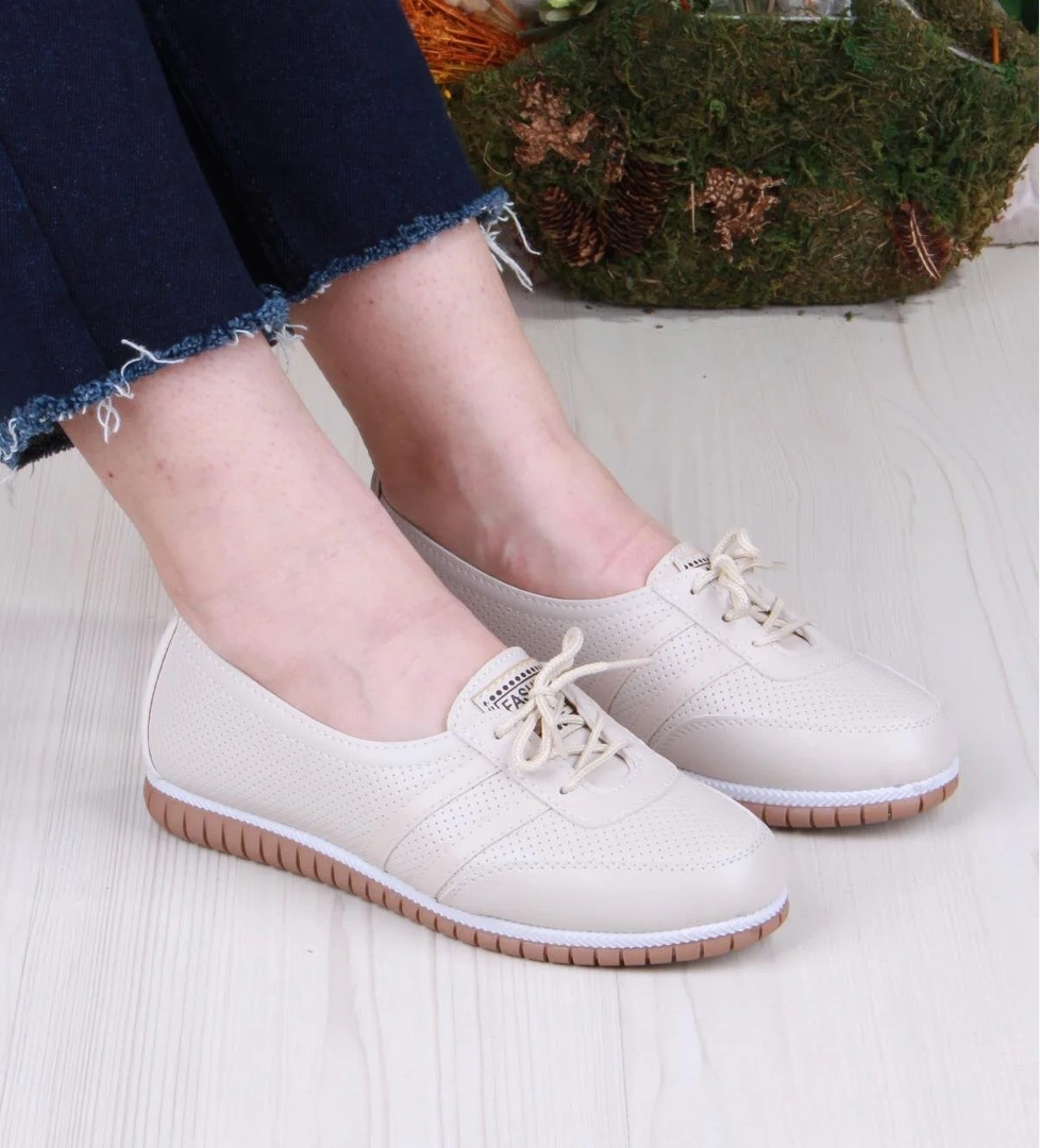 2034 Günlük Rahat Kaymaz Taban Kadın Babet Ayakkabı - Görsel 1