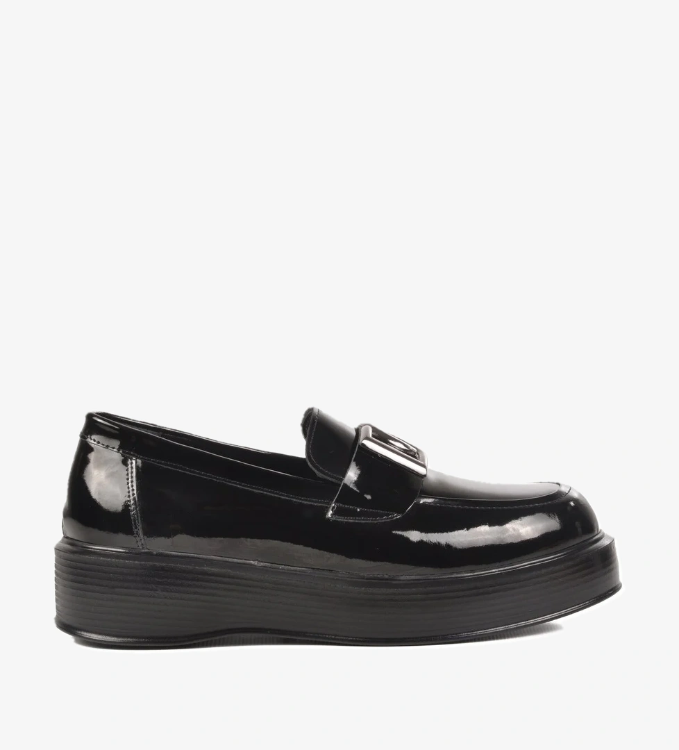 Aspor Siyah Rugan Hakiki Deri Erkek Klasik Ayakkabı - Görsel 1