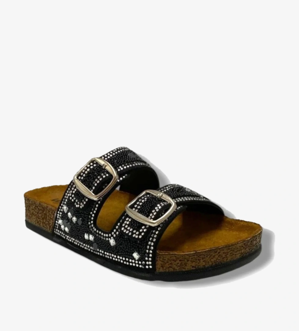 55704-25 Boncuk Taşli Çift Bant Anatomik Kadın Terlik