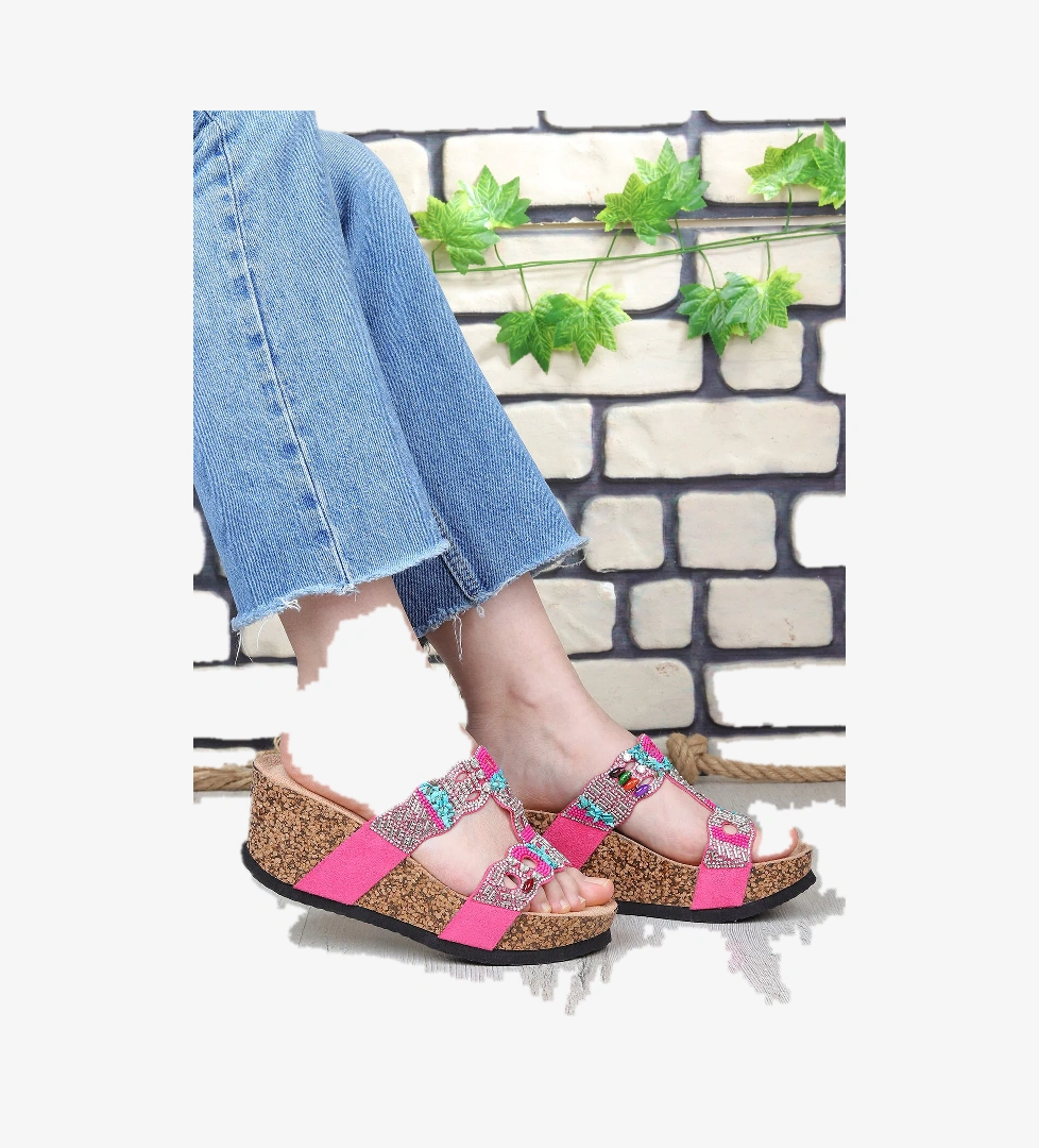 Vojo Gj Giorgia Dolgu Topuk Taş Detaylı Rahat Kadın Terlik model görseli