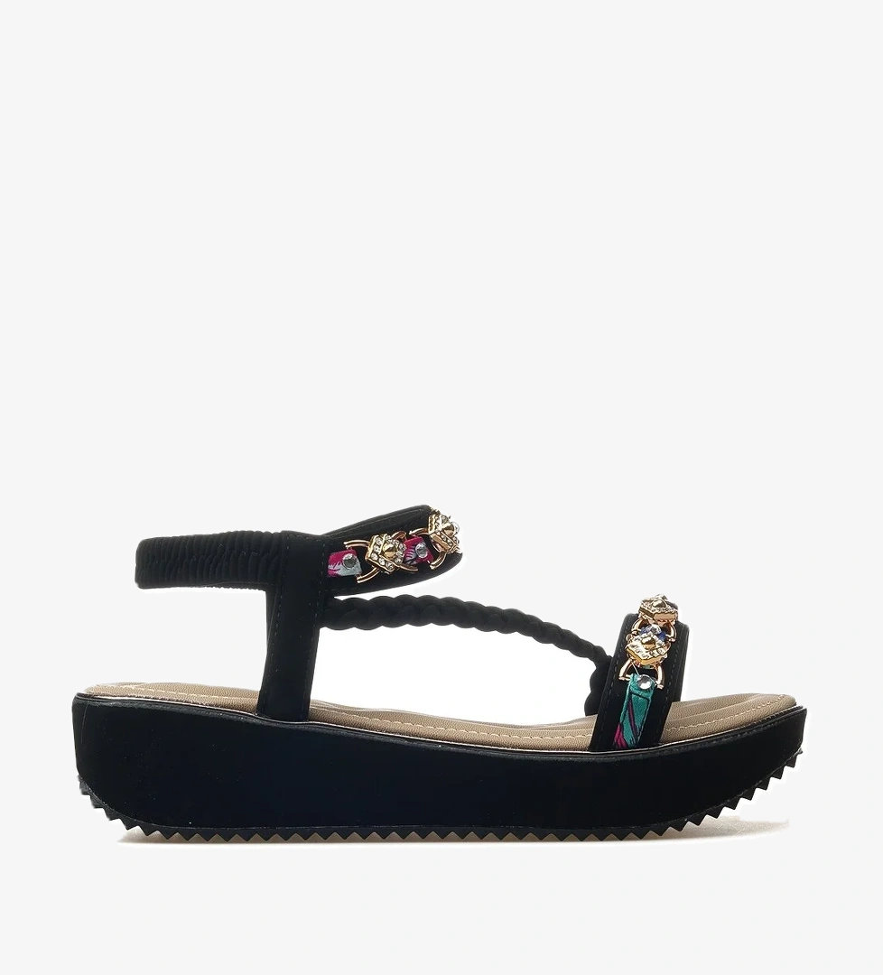 Kadın Taş Detaylı Günlük Sandalet Ayakkabı 25y 25y121-4 Z Siyah