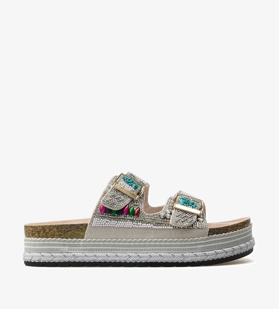 Kadın Taş Detaylı Günlük Terlik 25y 25y103 Z Beyaz