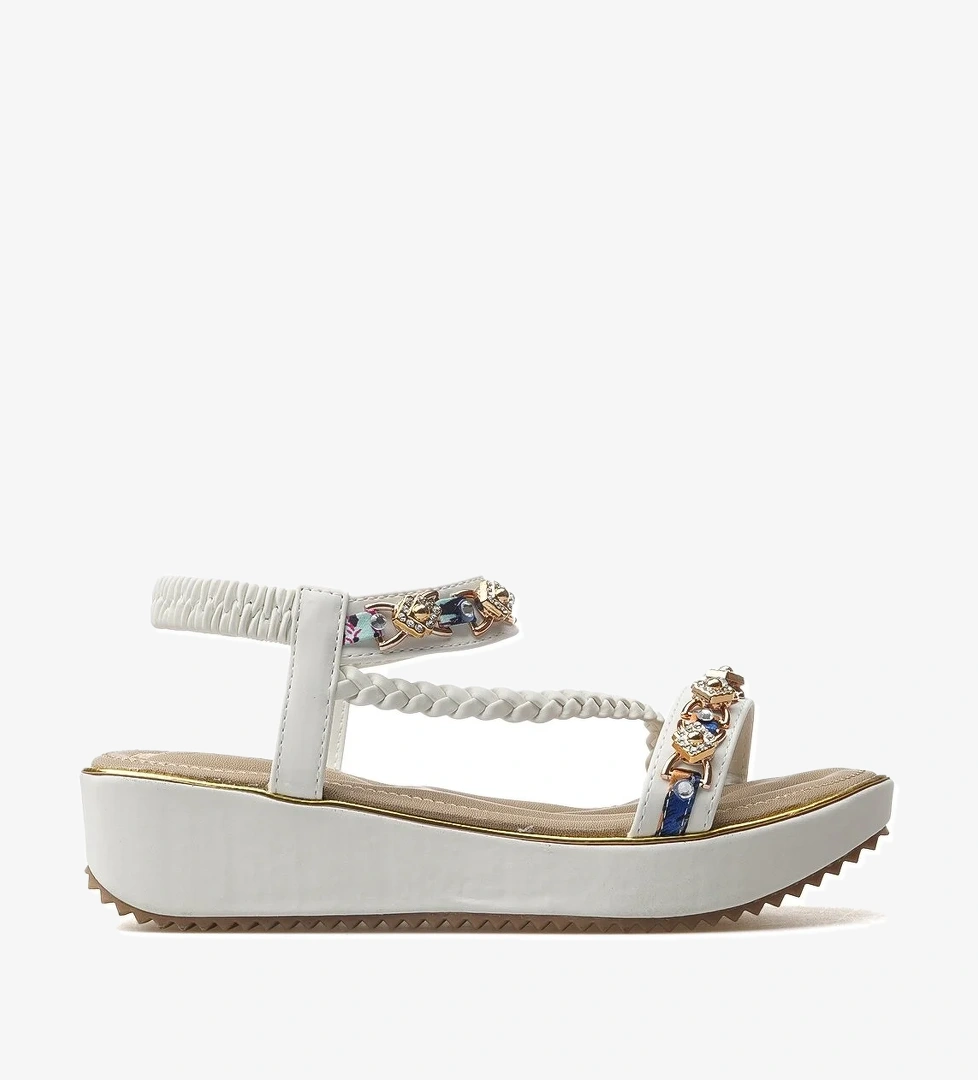 Kadın Taş Detaylı Günlük Sandalet Ayakkabı 25y 25y121-4 Z Beyaz